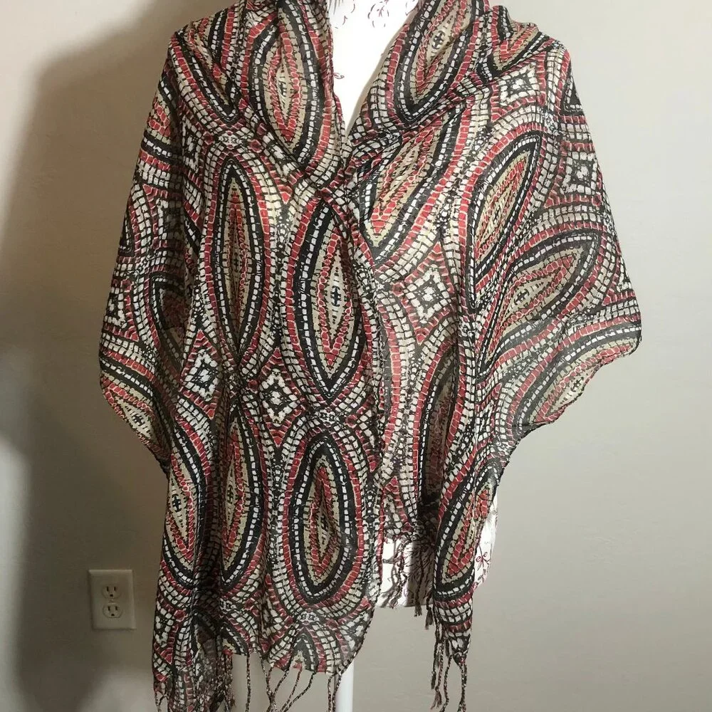 Boho Luxe Scarf | Protective Eye Motif & Mosaic Design